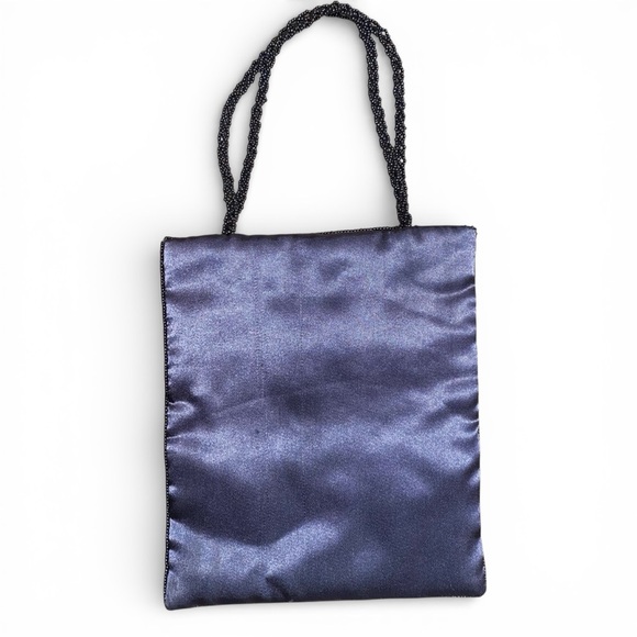 Shiseido Y2K Beaded Satin Grey-Purple Mini Handbag - Picture 3 of 6